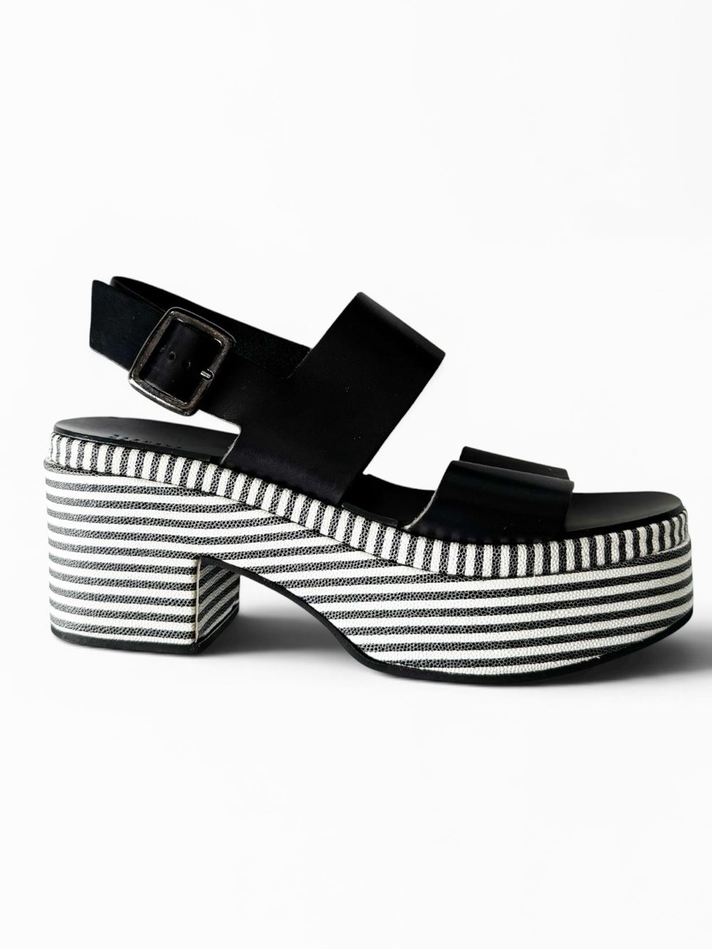 Barneys New York Striped Leather Platform Sandal | 40